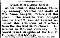 Kenyon, Mrs. Anna